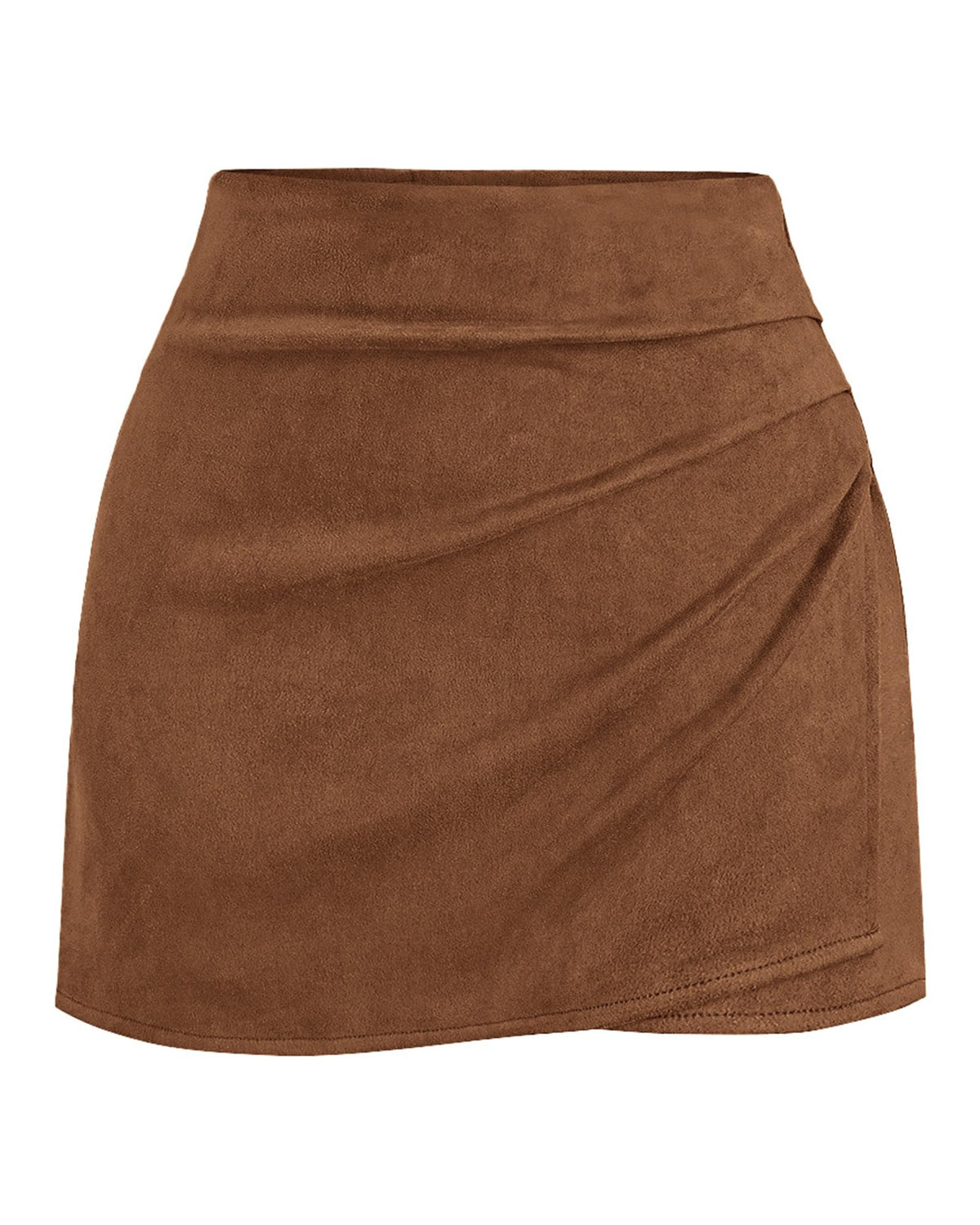 BTFBM Faux Suede Mini Skirts for Women Ruched Wrap Skorts