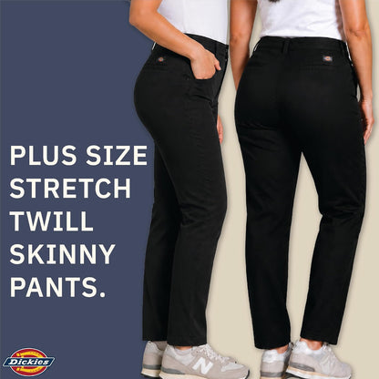 Dickies Womens Plus Size Skinny Twill Pants Mid-Rise Non-Stretch Runs Small