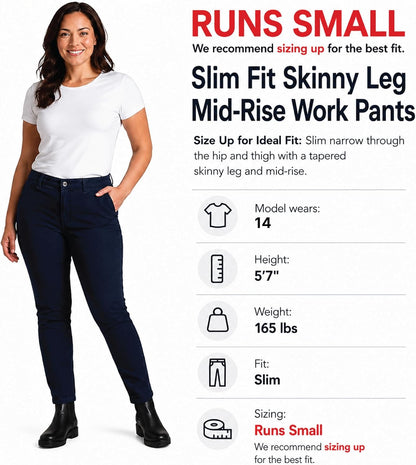 Dickies Womens Plus Size Skinny Twill Pants Mid-Rise Non-Stretch Runs Small
