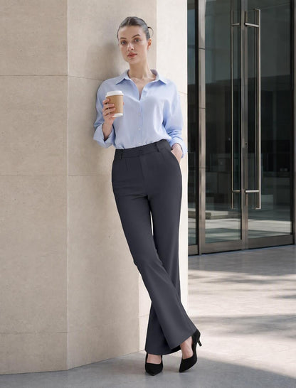 keriffe Womens Dress Pants High Waisted Stretchy Bootcut Work Slacks