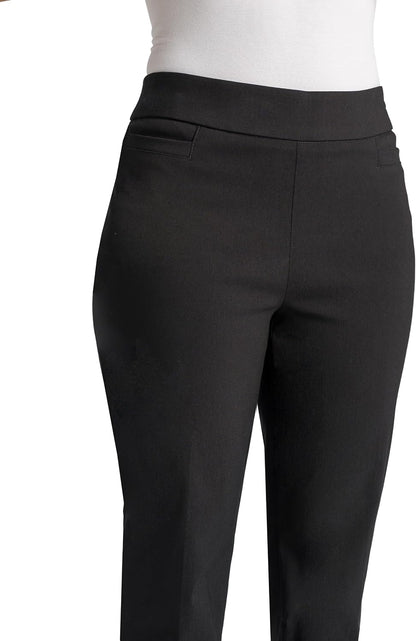 Briggs New York Women’s Pull On Dress Pants 4 Pockets Straight Leg Stretchy Office Casual Work Slacks