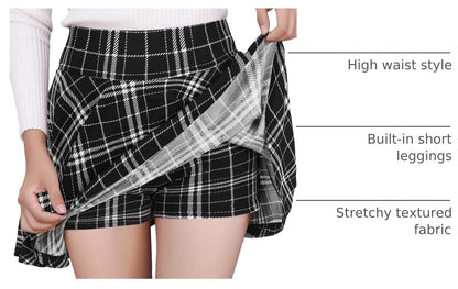 DJT Fashion Shorts for Women Basic Versatile Skorts Casual Stretchy Flared Skater Golf Tennis Mini Skirts with Shorts
