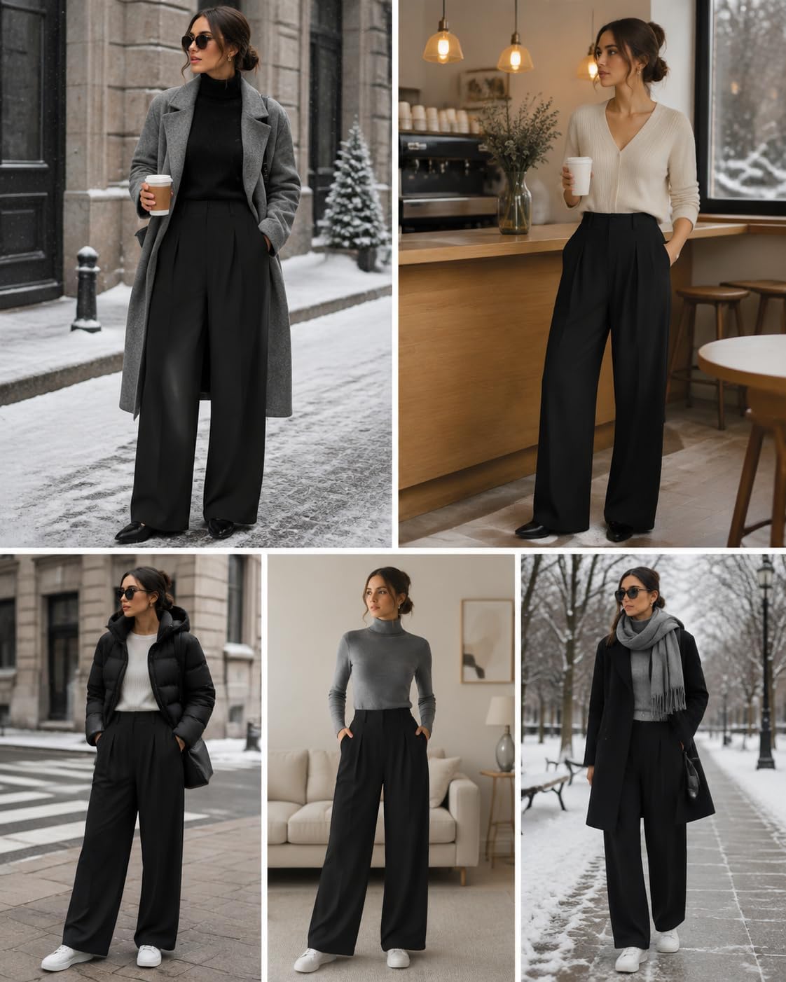 MOLERANI Women's Wide Leg Pants Slacks Work Dress Pants Waffle Trousers