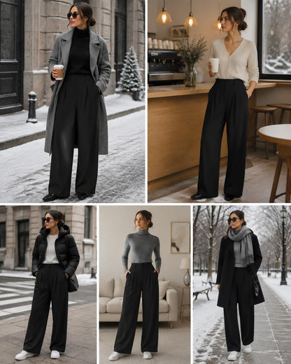 MOLERANI Women's Wide Leg Pants Slacks Work Dress Pants Waffle Trousers
