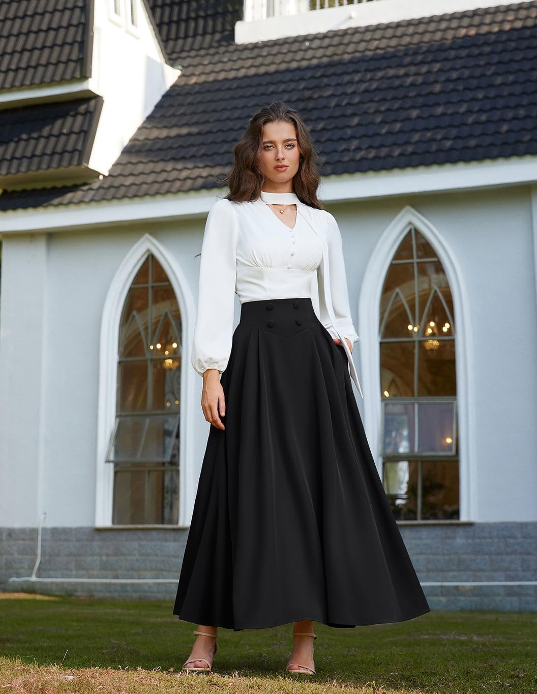 Scarlet Darkness Long Skirts for Women Maxi High Waisted A Line Skirt