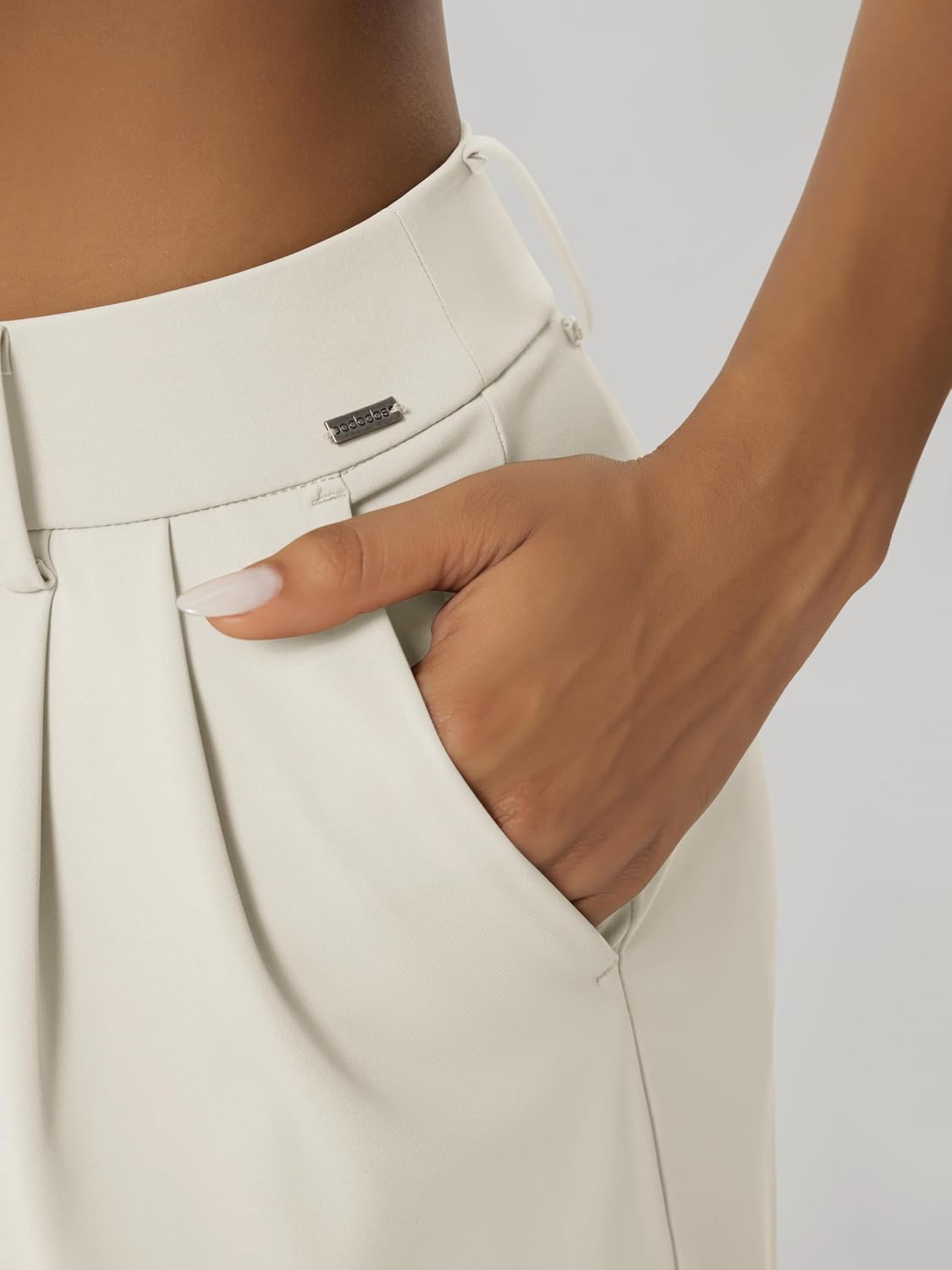 ODODOS Women's High-Rise Wide Leg Trousers, Adjustable Tailored Stretch Work Pants with Pockets, 29" /31" /33" Inseam