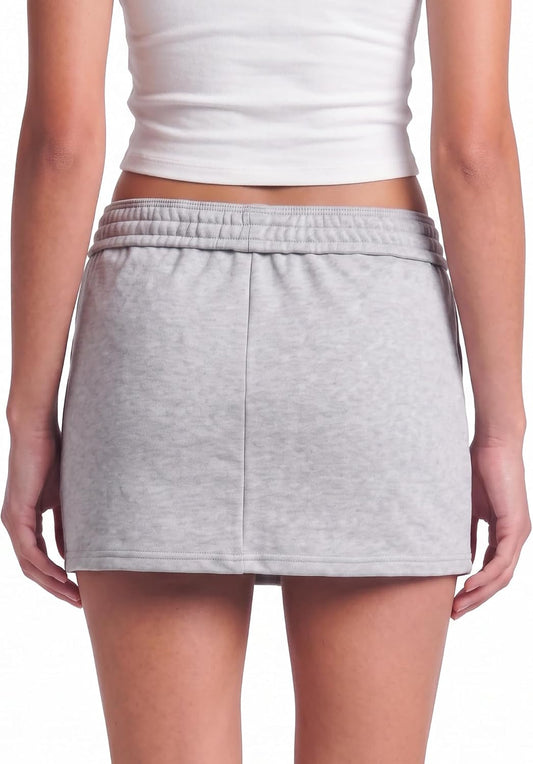 Women's High Waisted Mini Skirt Dual Wear Folded Waistband Ribbed Skirt