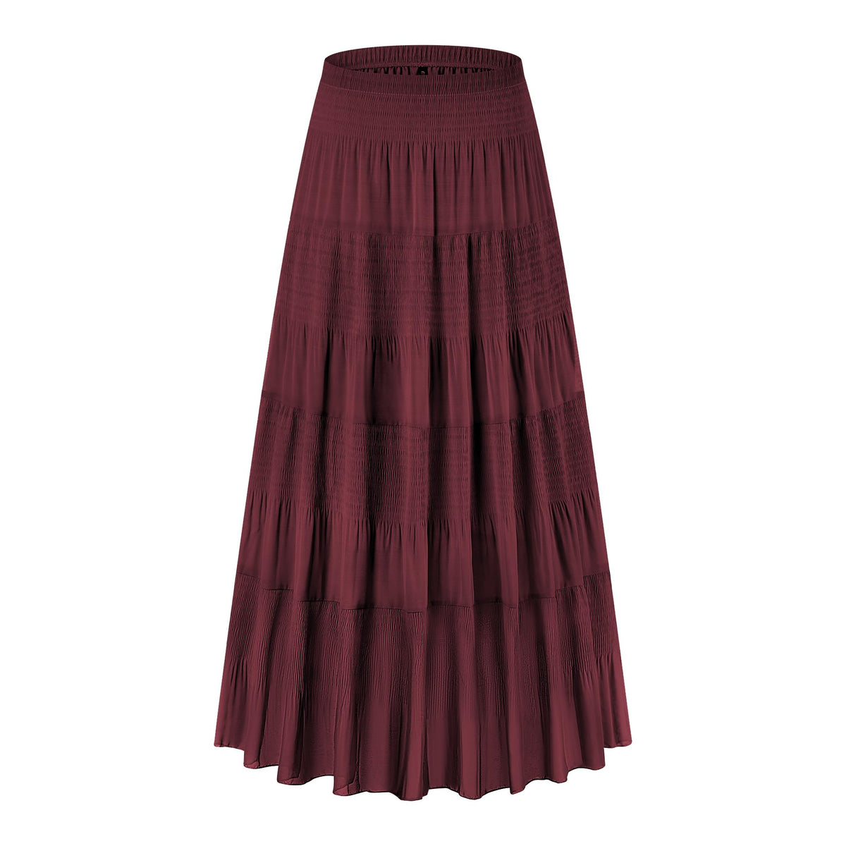 CYiNu Women's Chiffon Elastic High Waist Tiered Pleated Floral Printed A-Line Boho Long Maxi Skirts