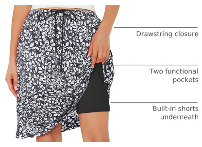 Skorts for Women with Pockets Knee Length Skirts with Shorts Underneath