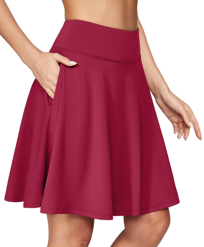 20'' Knee Length Skorts for Women with Pockets Skirt with Shorts Underneath