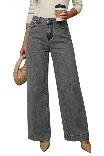 Dokotoo Women's Casual High Waisted Jeans Stretch Wide Leg Loose Denim Pant