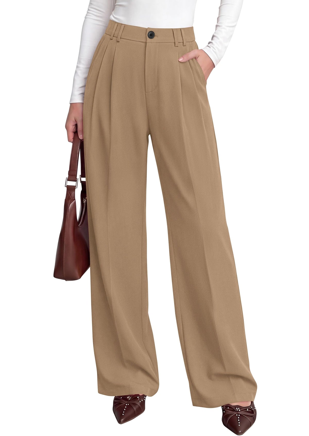PRETTYGARDEN Women's Dress Pants Wide Leg Flowy Trousers