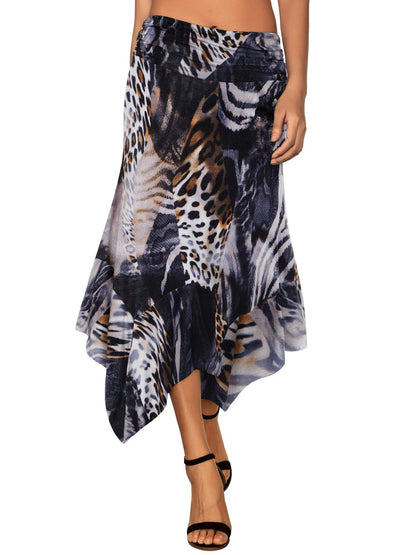 DJT Women's Flowy Handkerchief Hemline Midi Skirt
