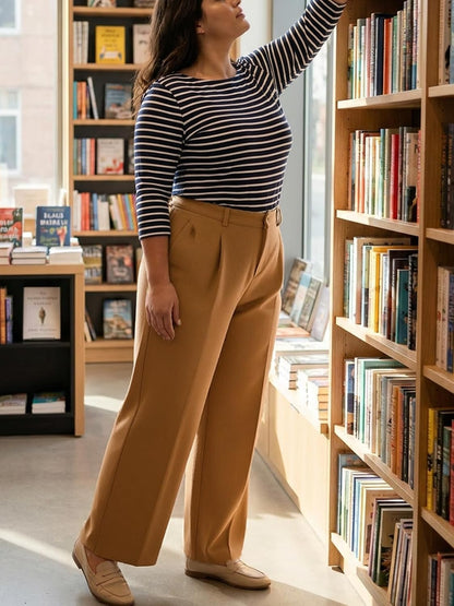 Feiersi Womens Plus Size Wide Leg Dress Pants Stretchy Business Work Pants