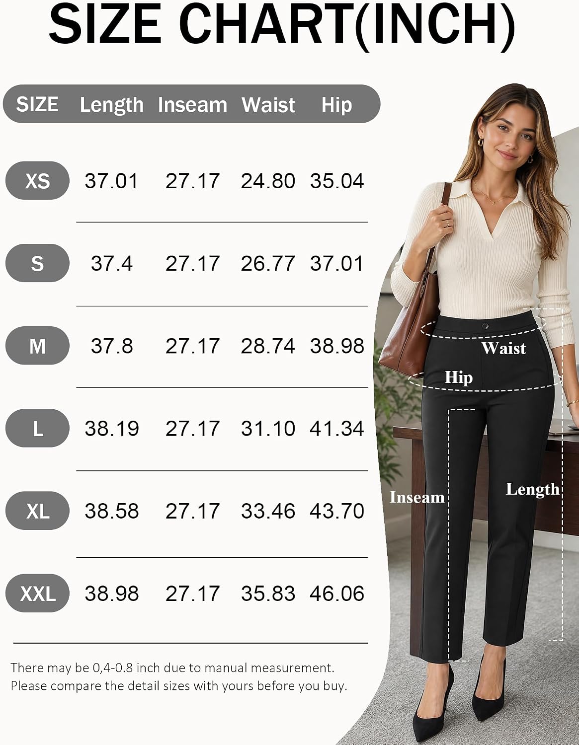 JEKAOYI Women's Stretchy Yoga Dress Pants Straight Leg Work Office Slacks
