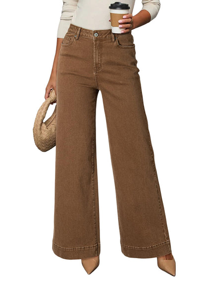Dokotoo Women's Casual High Waisted Jeans Stretch Wide Leg Loose Denim Pant