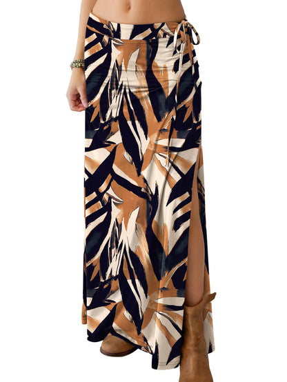 ANRABESS Womens High Waisted Side Slit Maxi Skirts