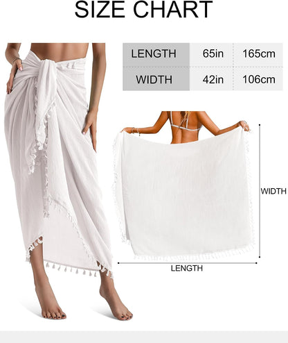 Eicolorte Sarong Cover Up Womens Beach Cover Up Bikini Bathing Suit Swimsuit Swimwear Coverup Sarong Pareo Wraps for Women