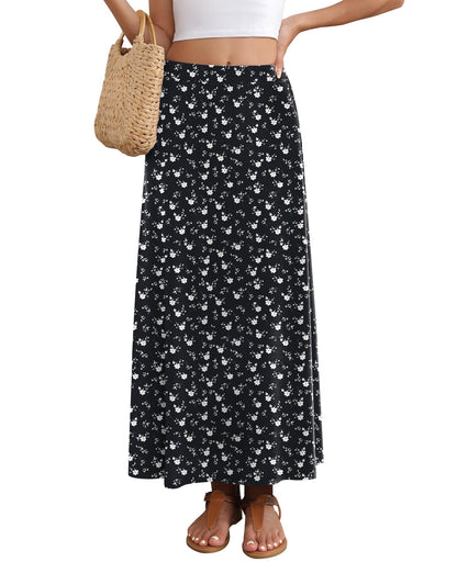 Women's Maxi Skirt Flowy A-line Casual Long Skirts S-2XL