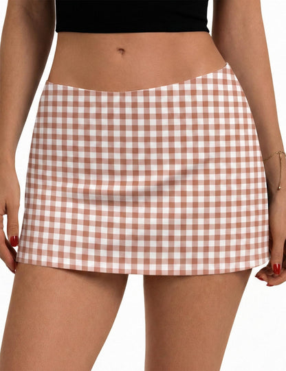 LOMON Women's Low Rise Micro Mini Skirt with Built-in Shorts & Pockets