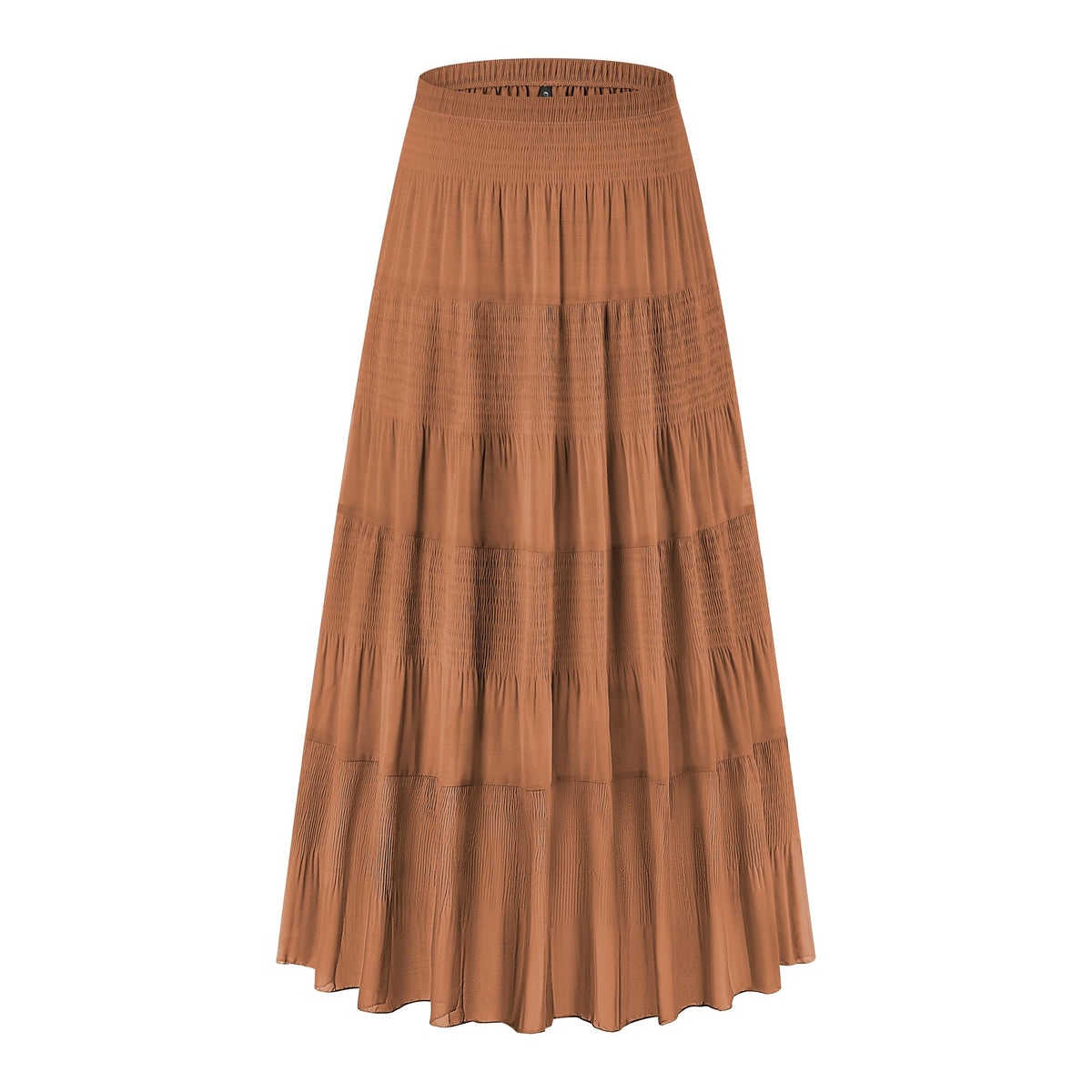 CYiNu Women's Chiffon Elastic High Waist Tiered Pleated Floral Printed A-Line Boho Long Maxi Skirts