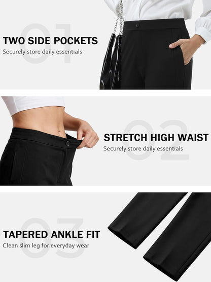 JEKAOYI Women's Stretchy Yoga Dress Pants Straight Leg Work Office Slacks