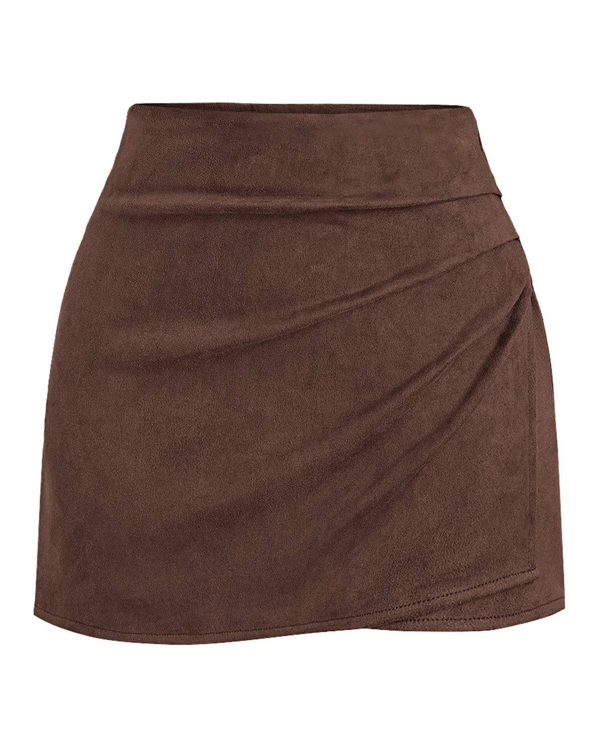 BTFBM Faux Suede Mini Skirts for Women Ruched Wrap Skorts