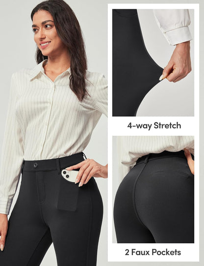Dress Pants Women Stretch Work Pants Business Casual Outfits with 2 Pockets