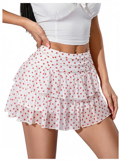 SHENHE Women's Y2K Lace Mini Skirt Hight Waisted Ruffle A Line Shorts