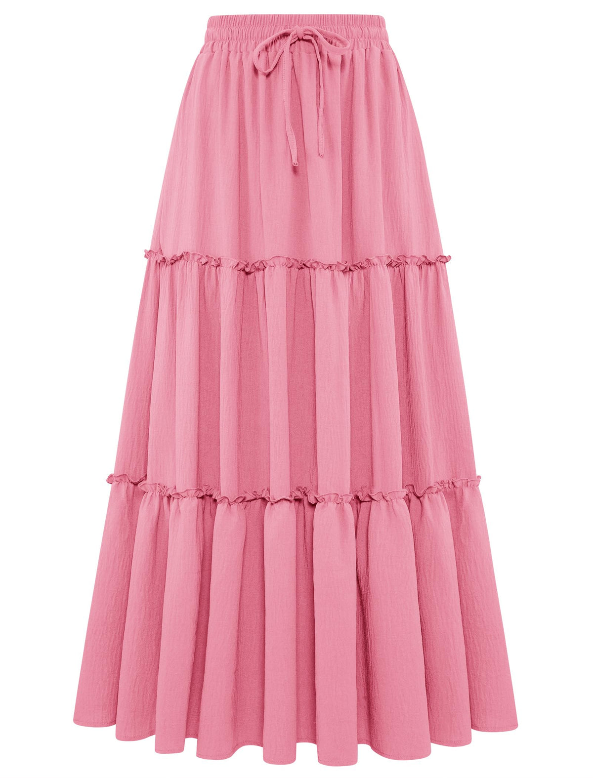 Arolina Women's Summer Maxi Skirt Trendy High Waist Pleated Ruffle Long Skirts Flowy Beach Boho Skirt Dress with Pockets