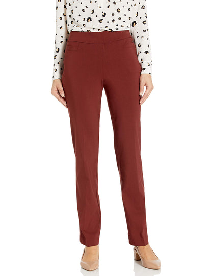 Briggs New York Women’s Pull On Dress Pants 4 Pockets Straight Leg Stretchy Office Casual Work Slacks