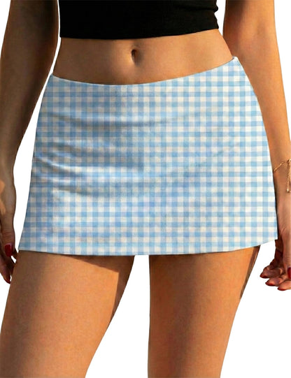 LOMON Women's Low Rise Micro Mini Skirt with Built-in Shorts & Pockets