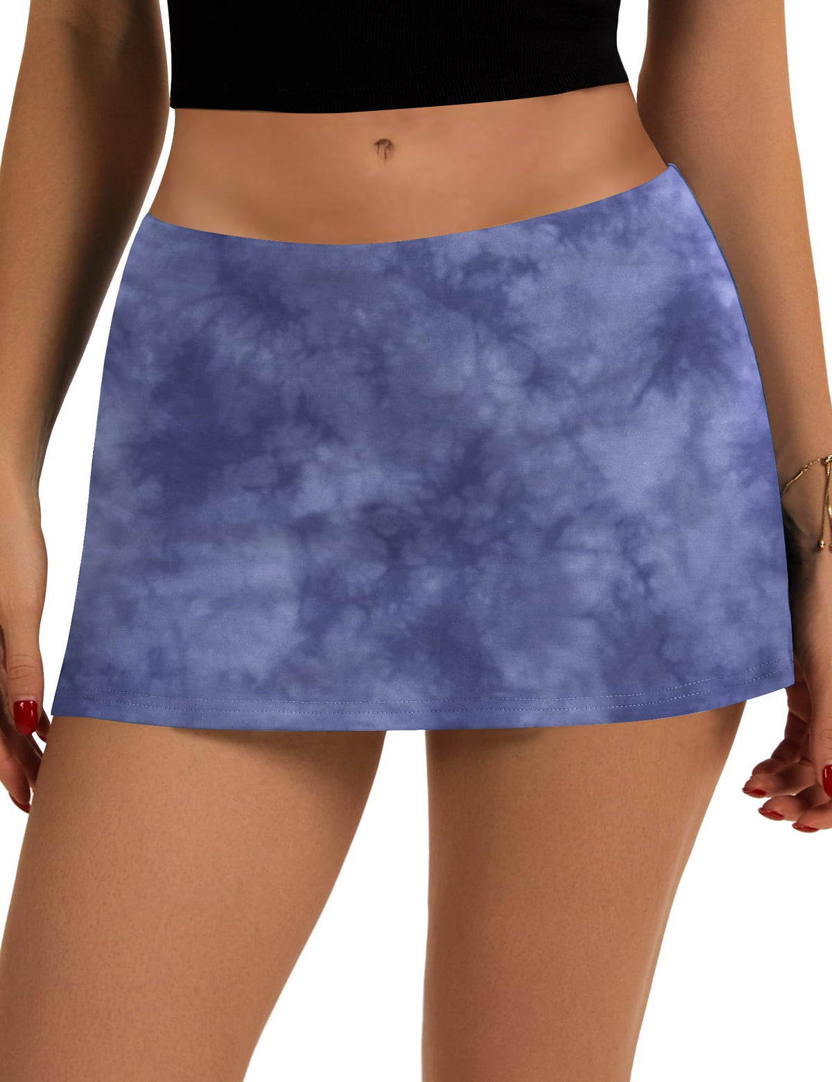 LOMON Women's Low Rise Micro Mini Skirt with Built-in Shorts & Pockets