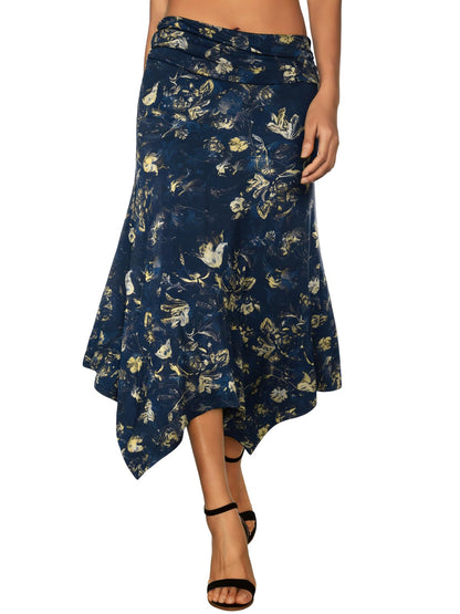 DJT Women's Flowy Handkerchief Hemline Midi Skirt