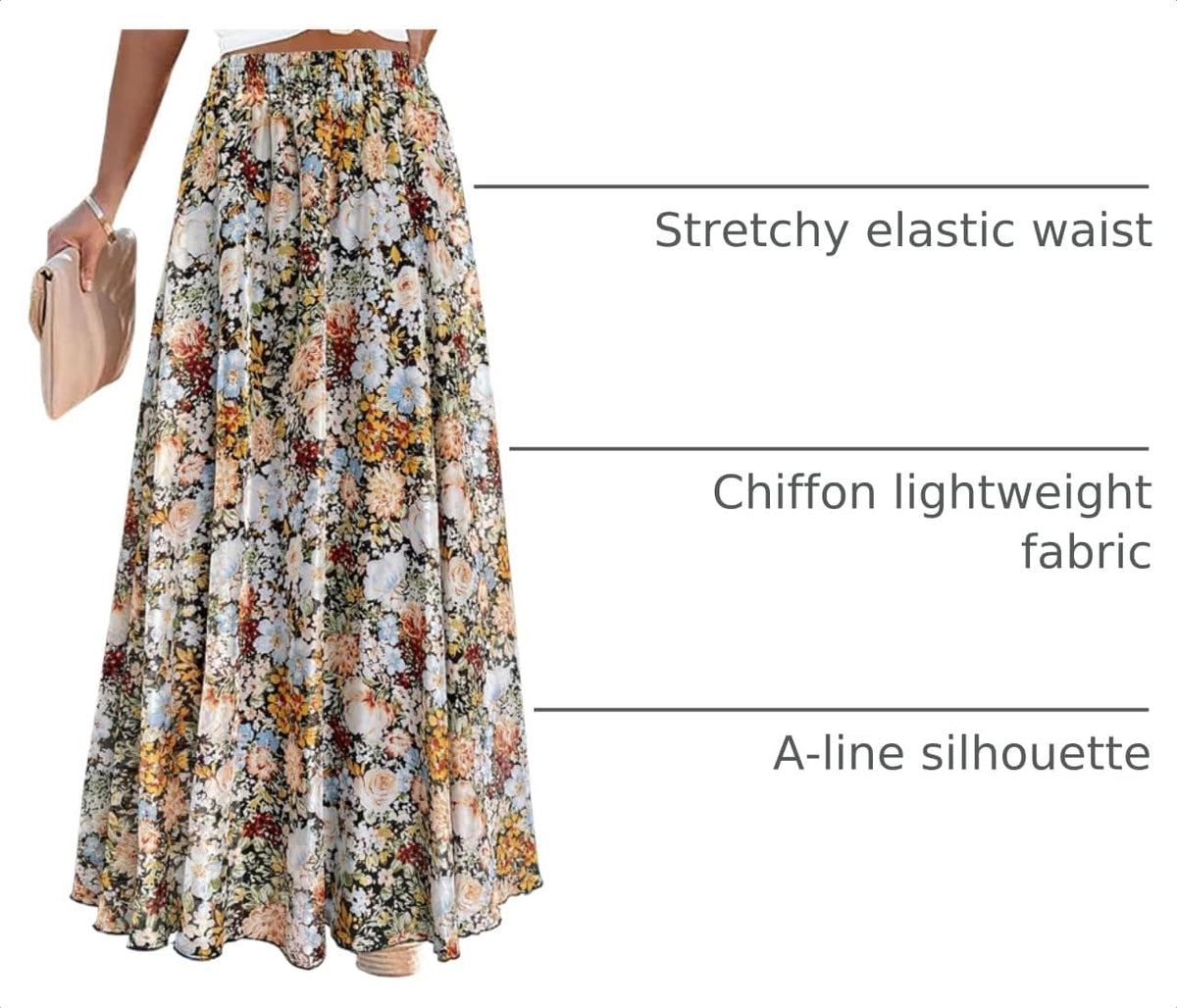 Afibi Women Full/Ankle Length Blending Maxi Chiffon Long Skirt Beach Skirt