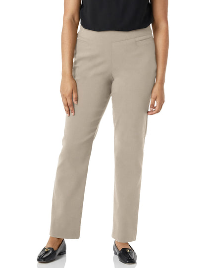 Briggs New York Women’s Pull On Dress Pants 4 Pockets Straight Leg Stretchy Office Casual Work Slacks