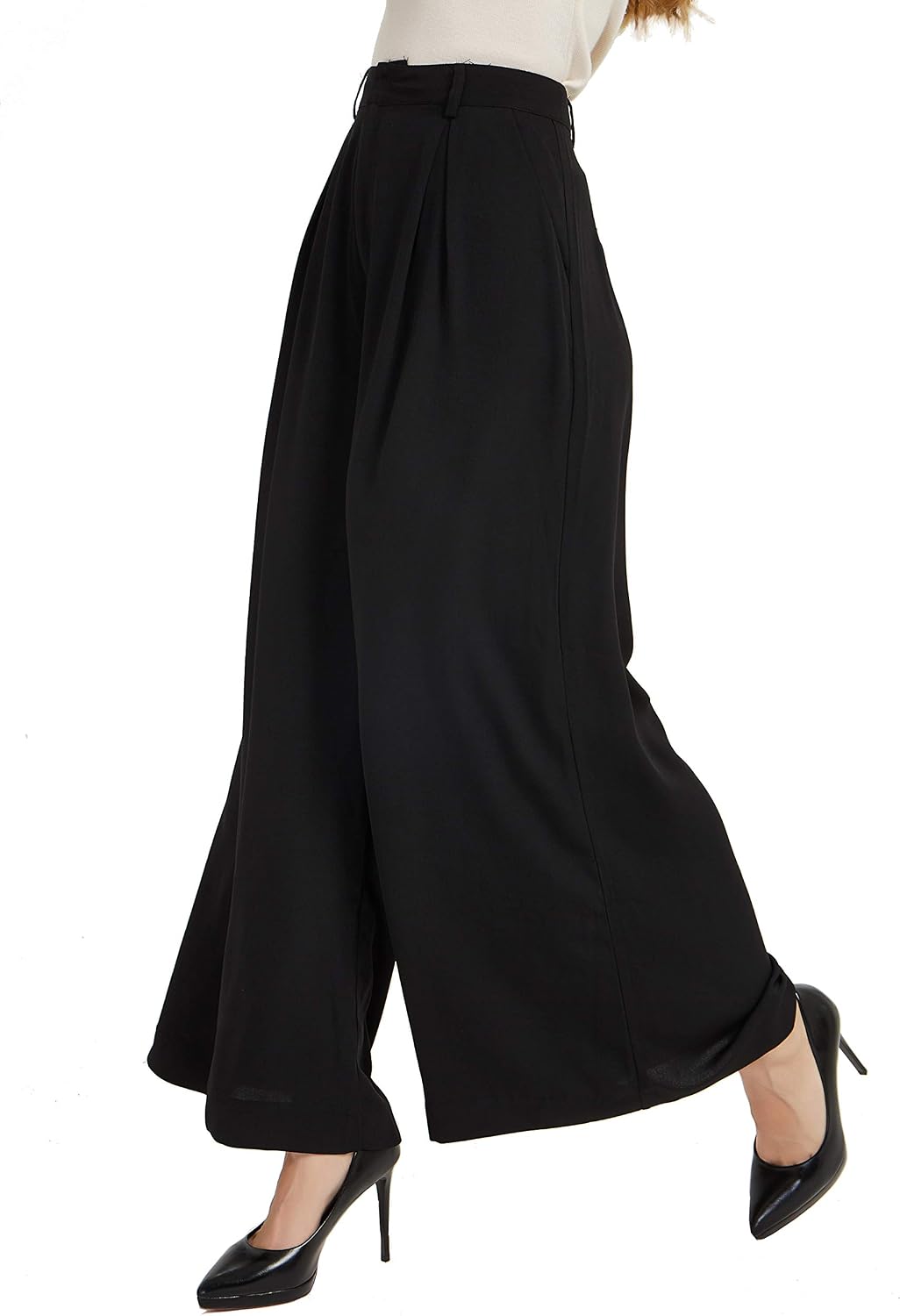 Tronjori Womens High Waist Casual Wide Leg Palazzo Business Pants