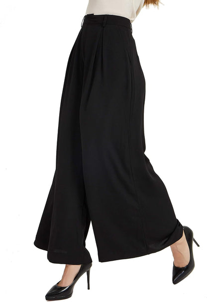 Tronjori Womens High Waist Casual Wide Leg Palazzo Business Pants