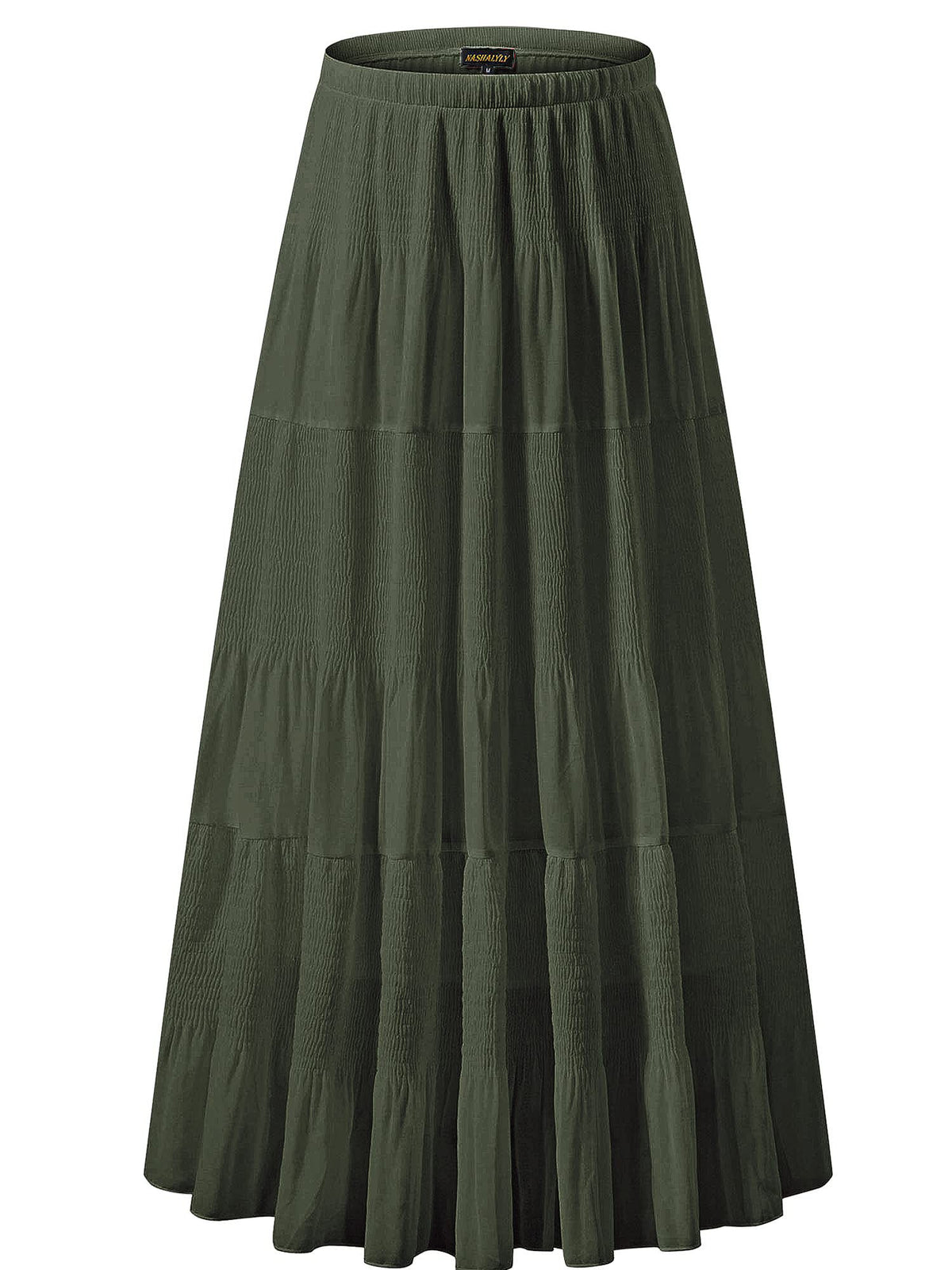 NASHALYLY Women's Chiffon Elastic High Waist Pleated A-Line Maxi Skirts