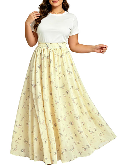 Afibi Women Full/Ankle Length Blending Maxi Chiffon Long Skirt Beach Skirt