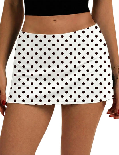 LOMON Women's Low Rise Micro Mini Skirt with Built-in Shorts & Pockets