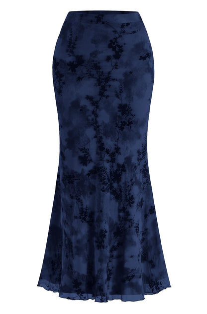 BTFBM Womens Floral Mesh Maxi Skirts