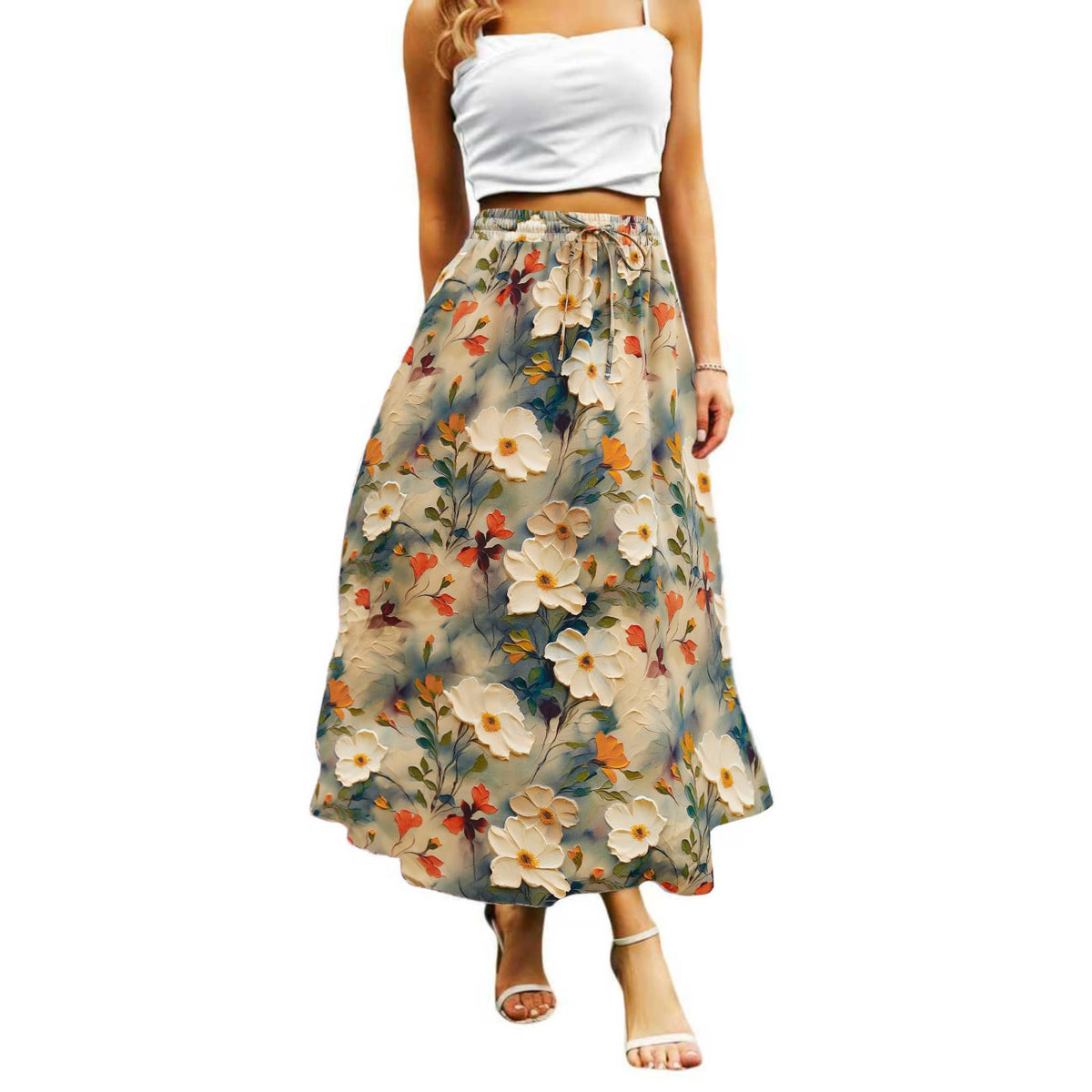 Abaadlw Maxi Skirts for Women with Pockets Long Midi Length