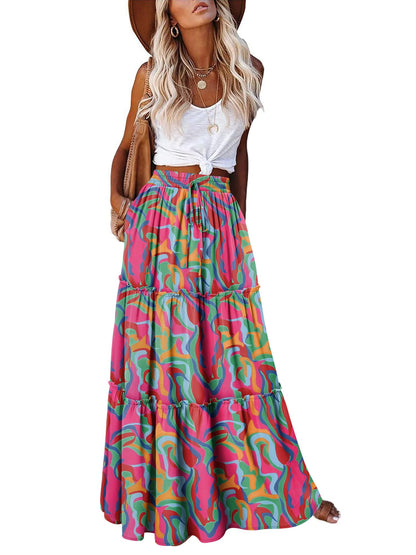 onlypuff Maxi Skirts for Women Boho Western Long Skirt Trendy Fall Outfits