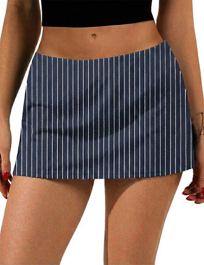 LOMON Women's Low Rise Micro Mini Skirt with Built-in Shorts & Pockets