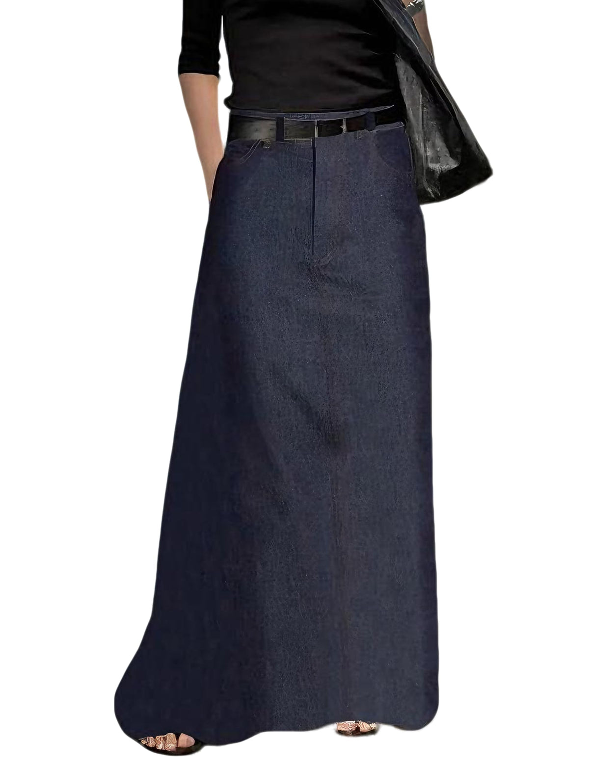 Women's Long Maxi Skirt Elegant High Waist H Line Long Straight Maxi Skirts for Women Casual Floor Pencil Skirt with Pockets