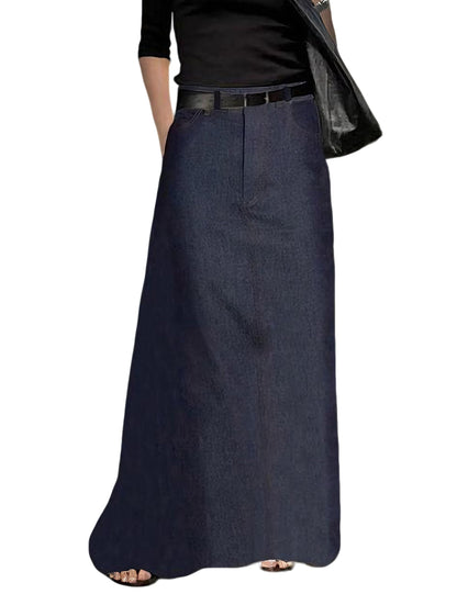 Women's Long Maxi Skirt Elegant High Waist H Line Long Straight Maxi Skirts for Women Casual Floor Pencil Skirt with Pockets