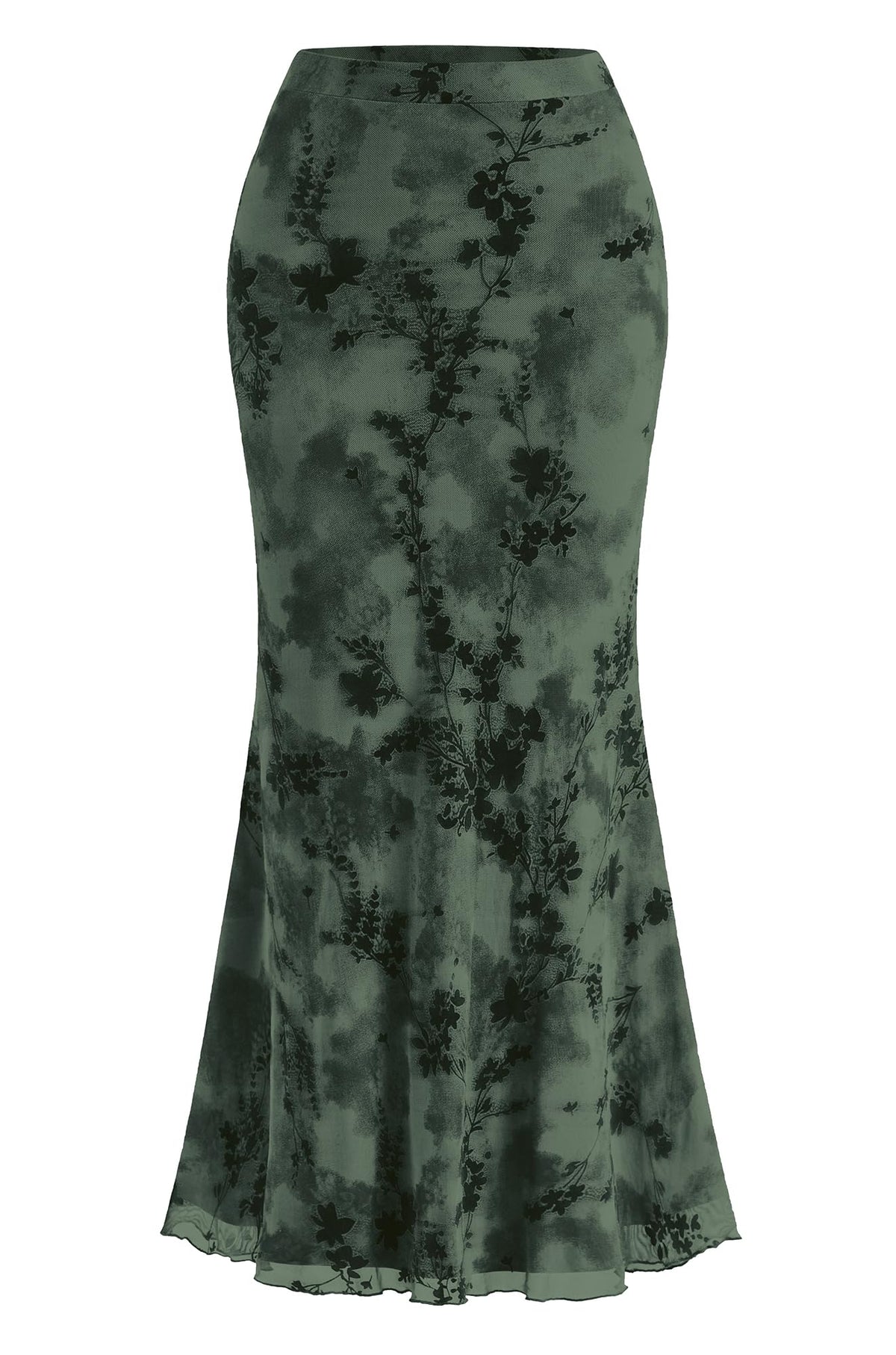BTFBM Womens Floral Mesh Maxi Skirts