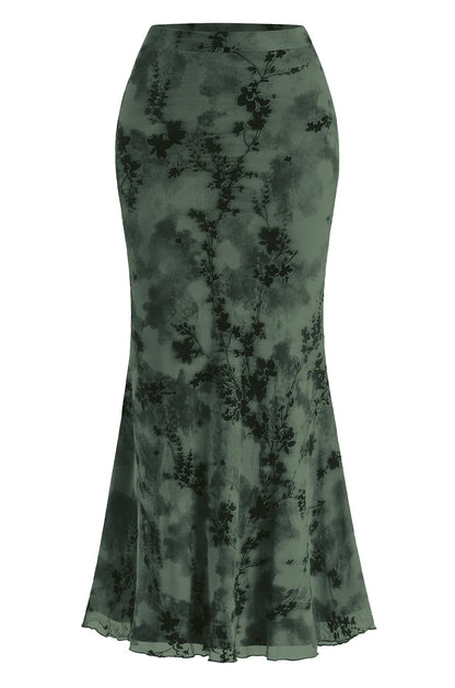 BTFBM Womens Floral Mesh Maxi Skirts