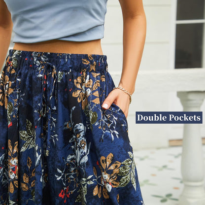 Abaadlw Maxi Skirts for Women with Pockets Long Midi Length